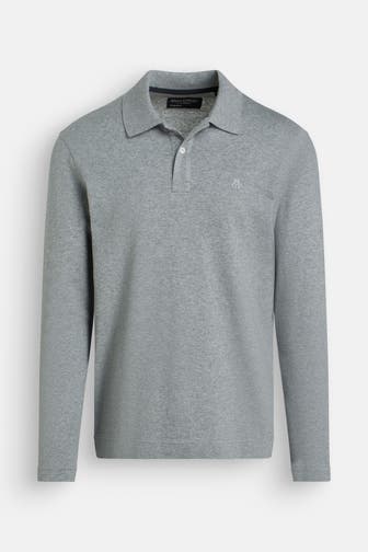 MARC O'POLO Langarm-Polo grau