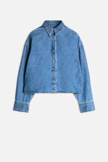 7 FOR ALL MANKIND Jeansbluse blau