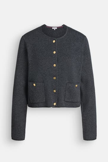 TOMMY HILFIGER Strickjacke dunkelgrau