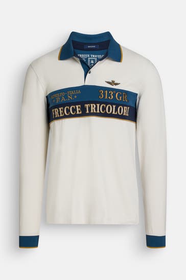 AERONAUTICA MILITARE Langarm-Polo offwhite
