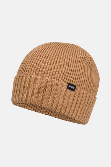 BOSS Strickmütze hellbraun