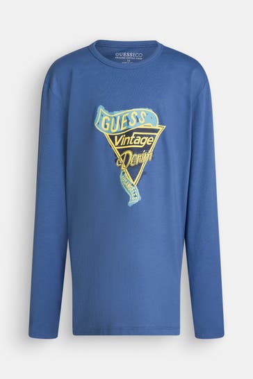GUESS Longsleeve azurblau