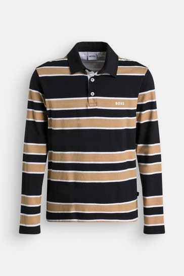 BOSS Langarm-Polo gestreift