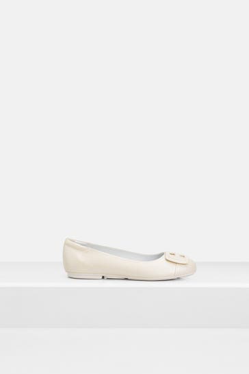 HOGAN Ballerinas 'Placca Vernciata' ecru