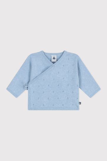 PETIT BATEAU Wollmix-Strickjacke hellblau