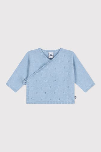 PETIT BATEAU Wollmix-Strickjacke hellblau