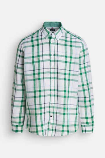 HECHTER Paris Leinenmix-Hemd kariert Regular Fit