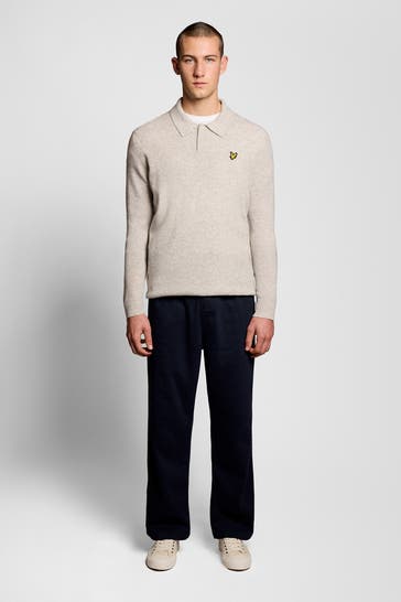 LYLE&SCOTT Langarm-Polo steingrau