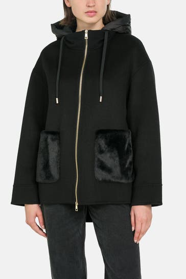 MILESTONE Wollmix-Mantel 'Shooting Star' schwarz