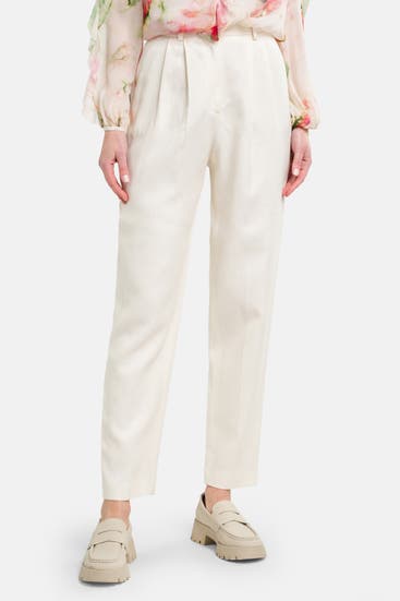 BOSS - Leinenmix-Stoffhose 'Tefike' ecru