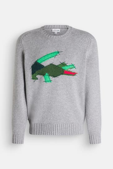 LACOSTE Wollmix-Pullover grau