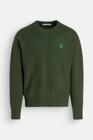 MAISON KITSUNÉ Wollmix-Pullover dunkelgrün