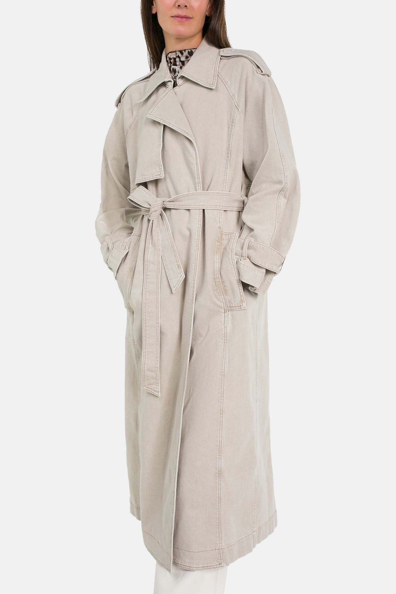 IVY OAK Denim-Trenchcoat 'Cordellia' greige, Bild 1