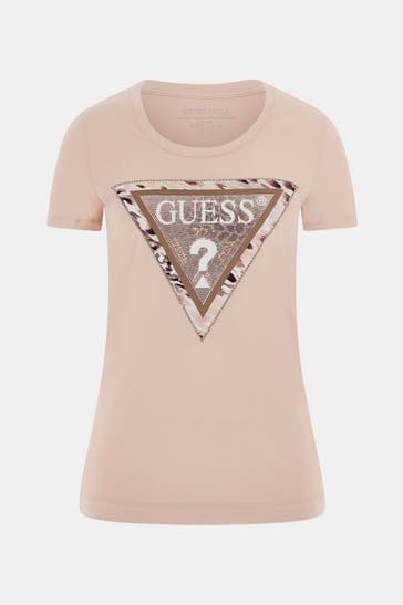 GUESS T-Shirt 'Cheeta' puderrosa