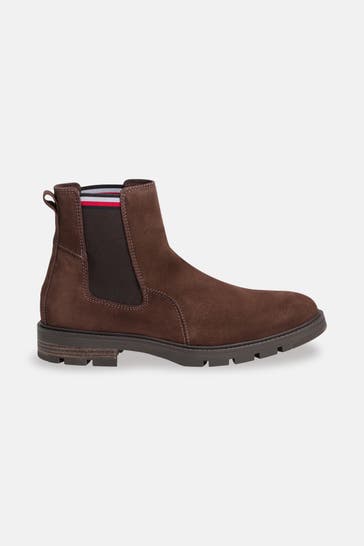 TOMMY HILFIGER Leder-Chelsea-Boots 'Gaspard' dunkelbraun