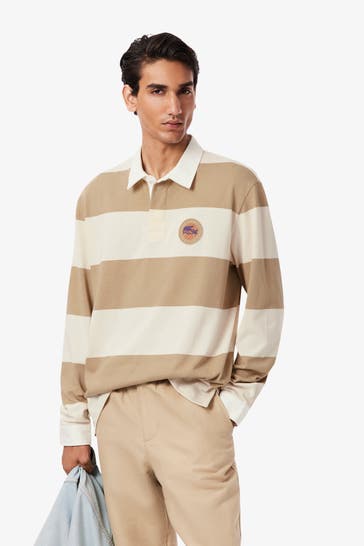 LACOSTE Langarm-Polo gestreift