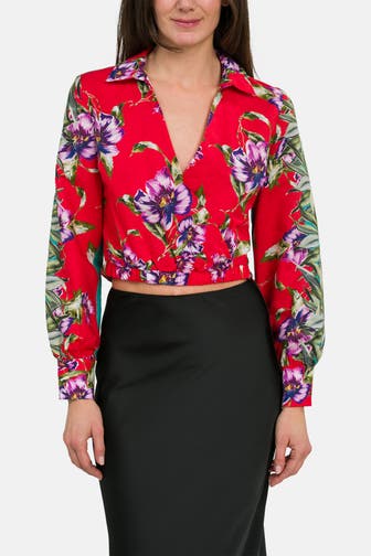 GUESS Leinenmix-Longsleeve 'Aiko' floral