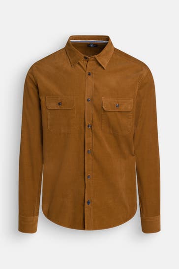 OLYMP Cord-Hemd camel Regular Fit