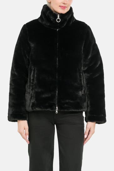 COLMAR Wende-Daunen-Teddyfelljacke schwarz