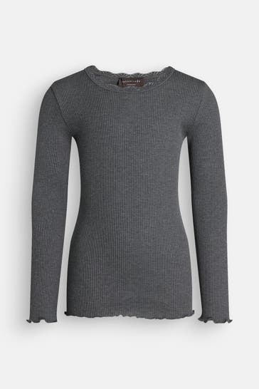 ROSEMUNDE Seidenmix-Longsleeve dunkelgrau