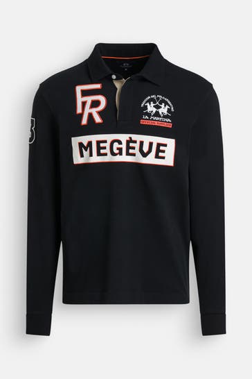 LA MARTINA Langarm-Polo schwarz