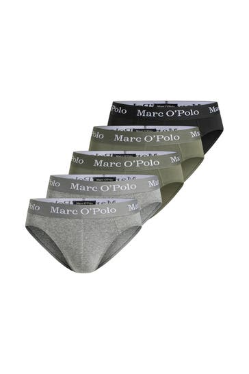MARC O'POLO 5er Pack Slips schwarz oliv grau