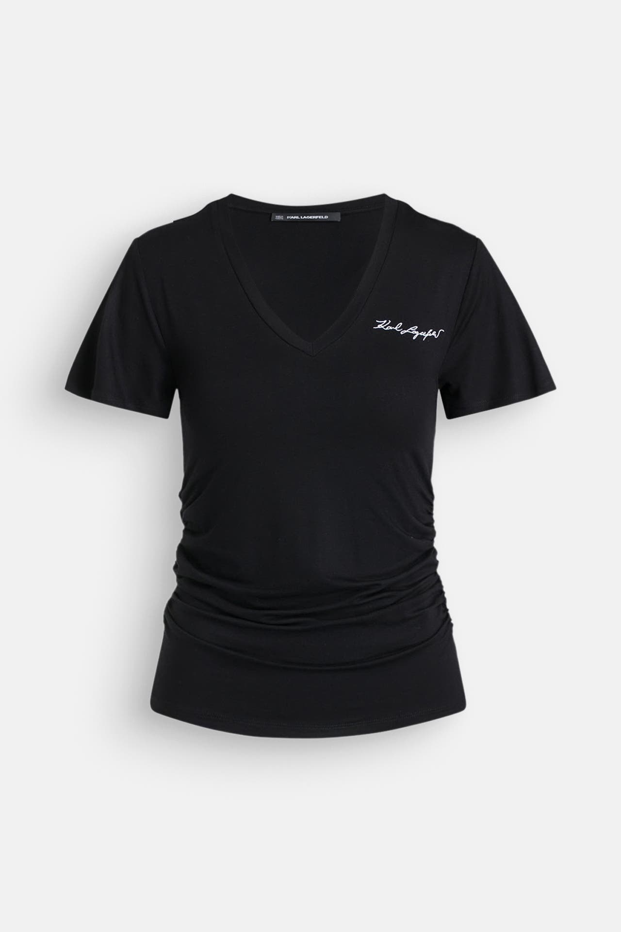 KARL LAGERFELD T-Shirt 'Ruched' schwarz, Bild 1
