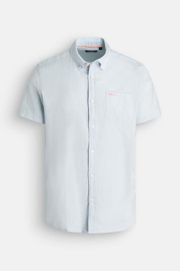 NEW ZEALAND AUCKLAND Leinenmix-Hemd hellblau Regular Fit