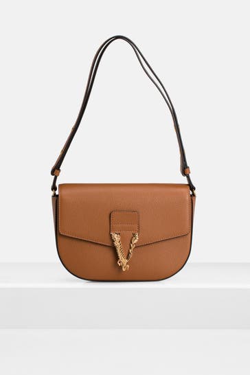 VERSACE Leder-Handtasche braun