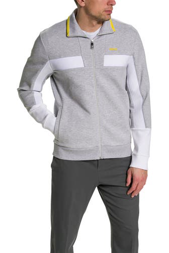 BOSS GREEN Sweatjacke hellgrau