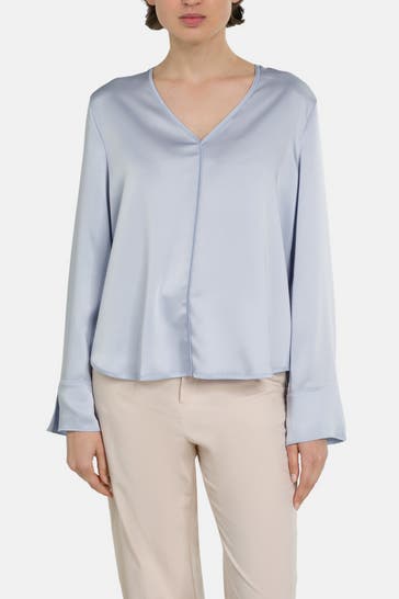 0039 ITALY Blusenshirt 'Pearl' taubenblau
