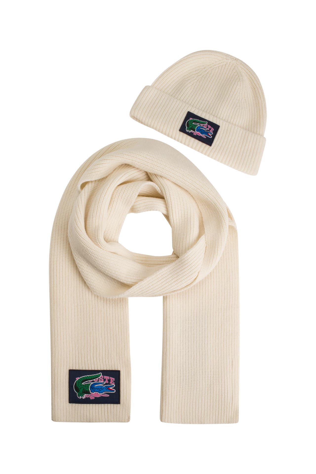 LACOSTE Set: Schal und Mütze ecru, Bild 1