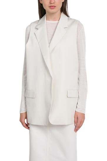 DRYKORN Leinen-Blazerweste 'Flecknoe' offwhite