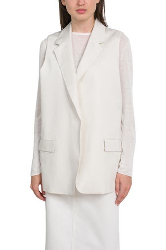 DRYKORN Leinen-Blazerweste 'Flecknoe' offwhite