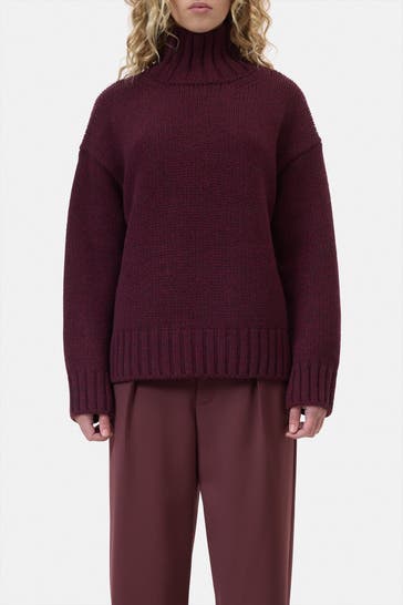 CLOSED Rollkragen-Wollpullover bordeaux