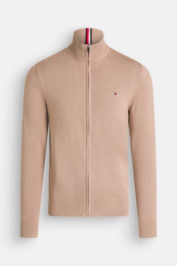 TOMMY HILFIGER Strickjacke hellbraun