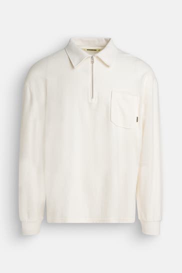 WOODBIRD Langarm-Polo offwhite