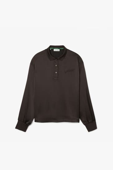 LACOSTE Satin Polo-Shirt dunkelbraun