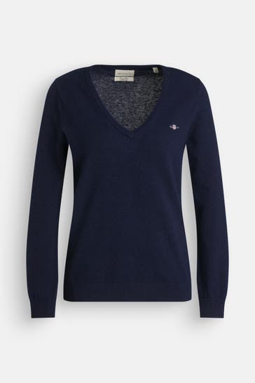 GANT Wollmix-Strickpullover dunkelblau