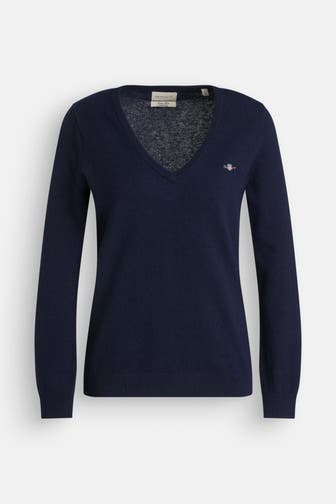 GANT Wollmix-Strickpullover dunkelblau
