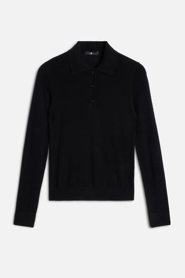 7 FOR ALL MANKIND Wollmix-Langarmpolo schwarz