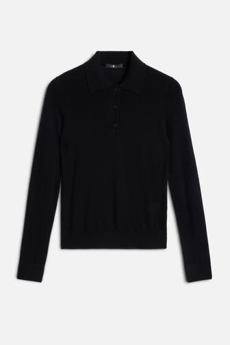 7 FOR ALL MANKIND Wollmix-Langarmpolo schwarz