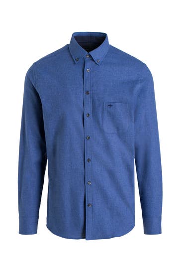 FYNCH-HATTON Flanellhemd blau meliert