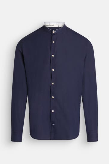 COLOURS & SONS Leinenmix-Hemd navy