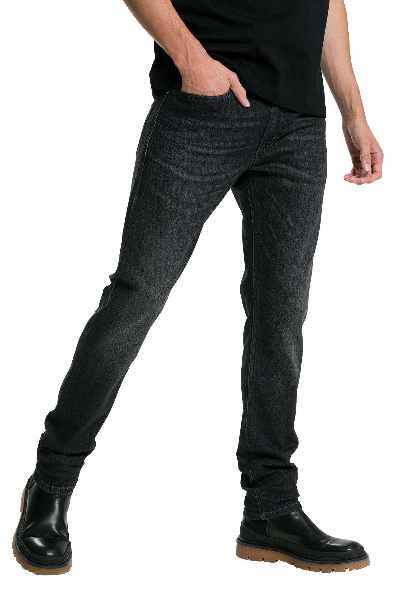 Jean Diesel Thavar Slim Skinny Homme, Taille 30 Longueur 32, Noir Délavé Made In Italy
