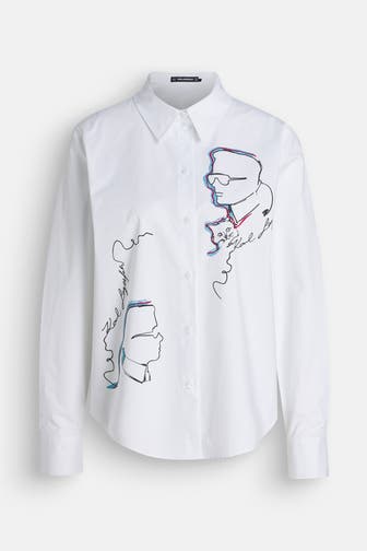 KARL LAGERFELD Casual-Bluse 'Cameo Poplin' weiß