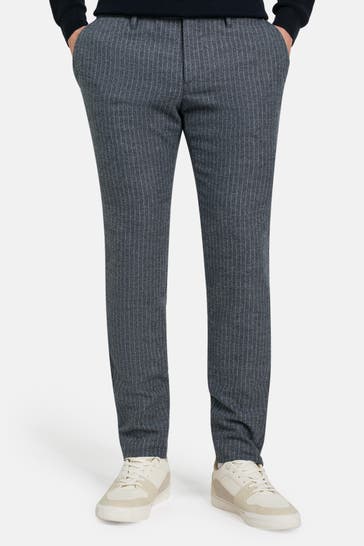 ALBERTO Wollmix-Chino 'Rob' blaugrau gestreift