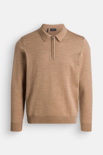 MAERZ MUENCHEN Langarm-Polo hellbraun