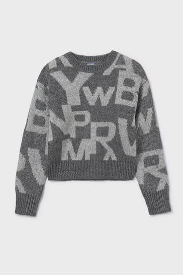MAYORAL Strickpullover grau gemustert