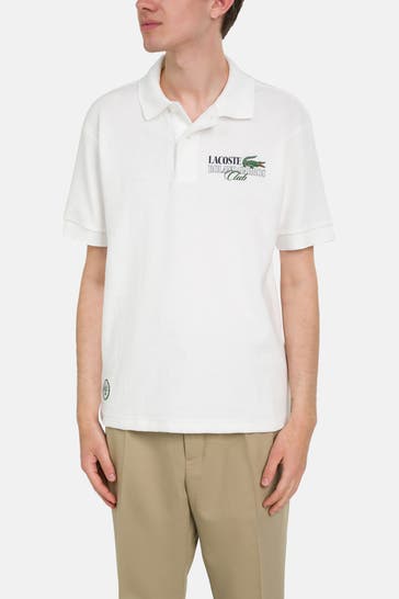 LACOSTE Frottee Polo-Shirt weiß unisex